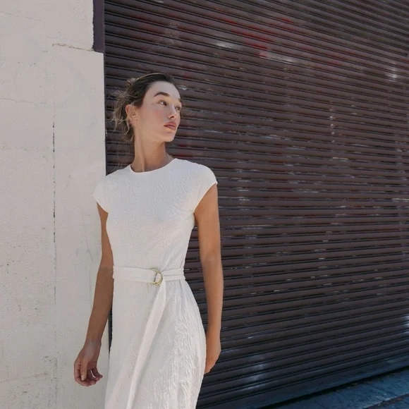 Zara Jacquard belted Dress - Size S - Picture 4 of 5